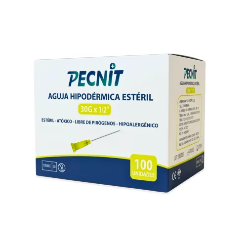 Aguja Hipodérmica 30G x 1/2 PECNIT x 100 | Labortech